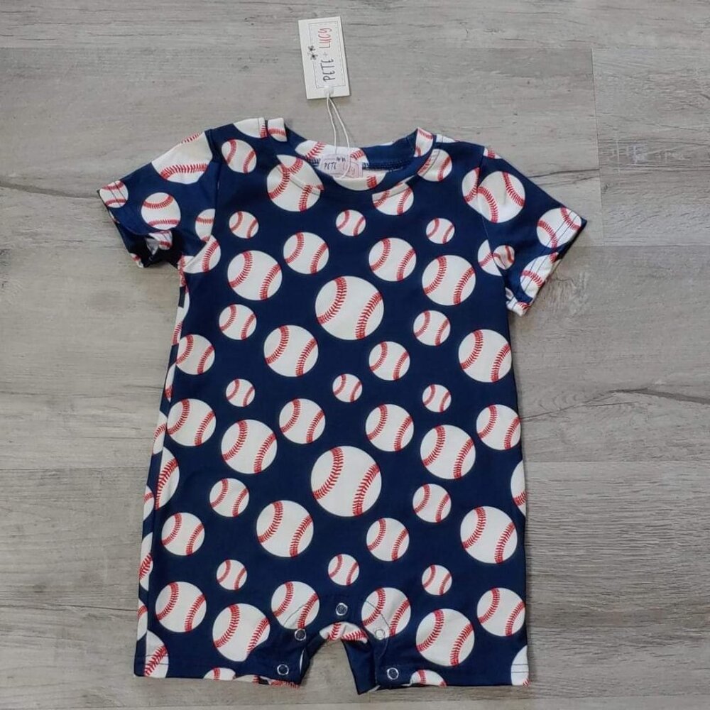 Pete and Lucy Baseball boys romper 0 To 3 , 3 To 6, 6 To 9 Months